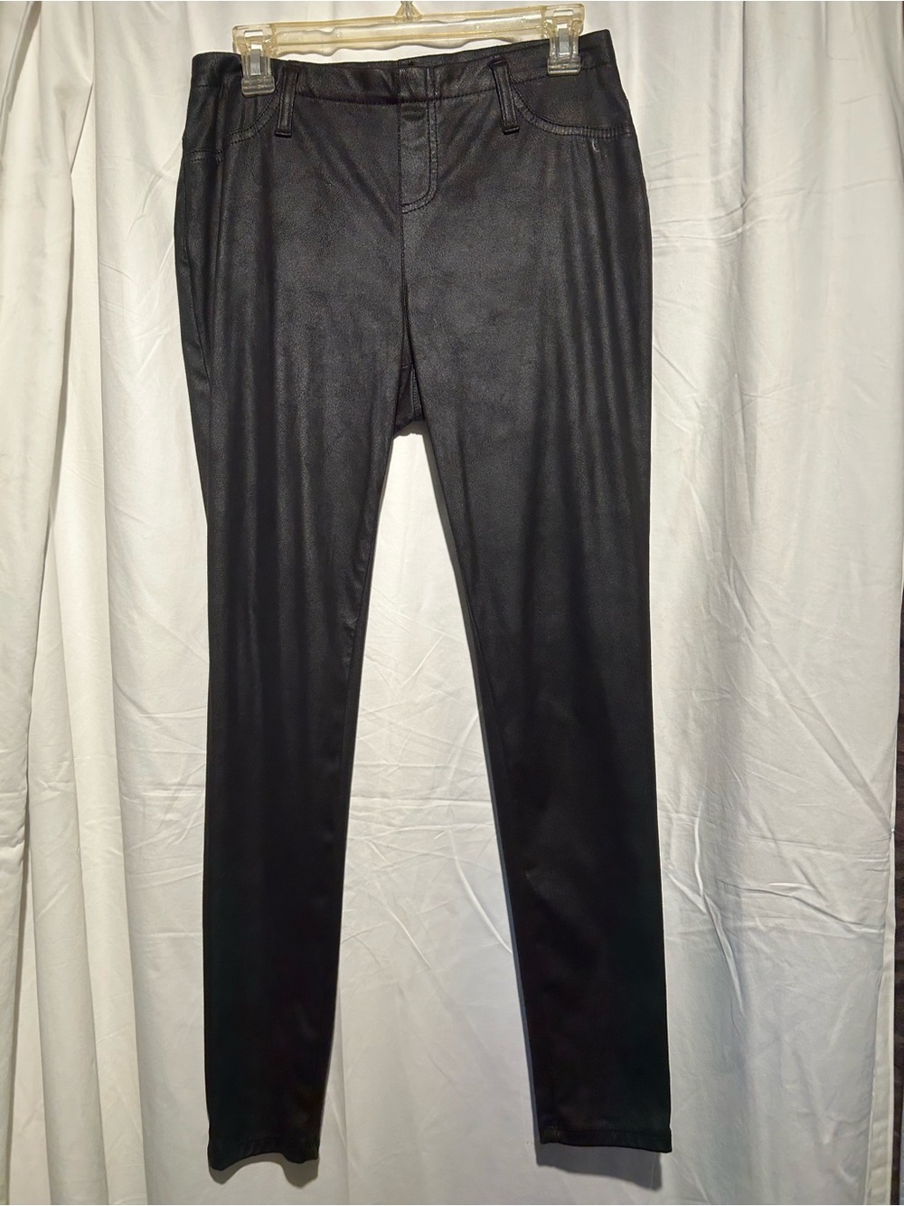 Black Faux Leather Look Jeggings Skinny Pants Size M 8-10
